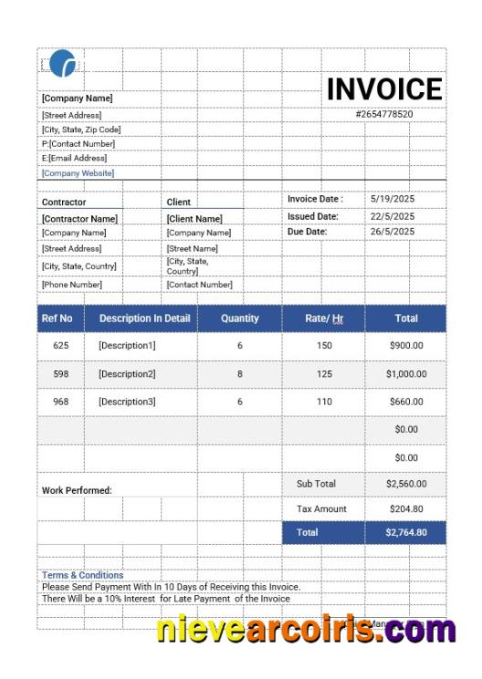 Independent Contractor Invoice